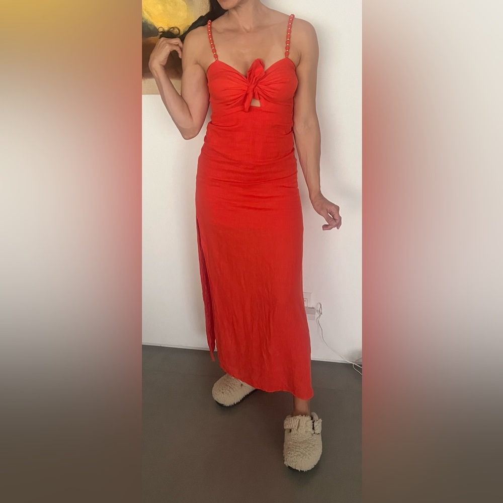 Vix Solid Kate Linen-Blend Midi Dress - Picture 6 of 6